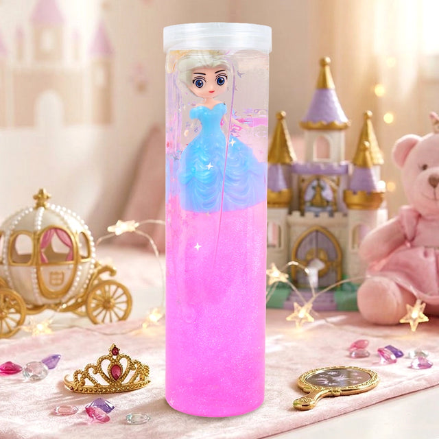Slime con Muñeca, Glitter, Color Rosa y Azul, 350 gr