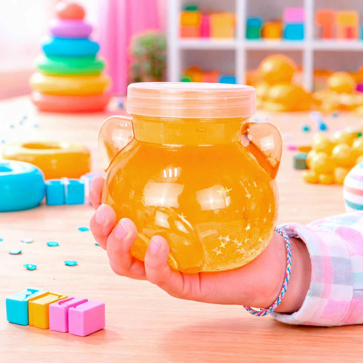 Slime, Oso, Confetti, Color Naranja, 250 gr