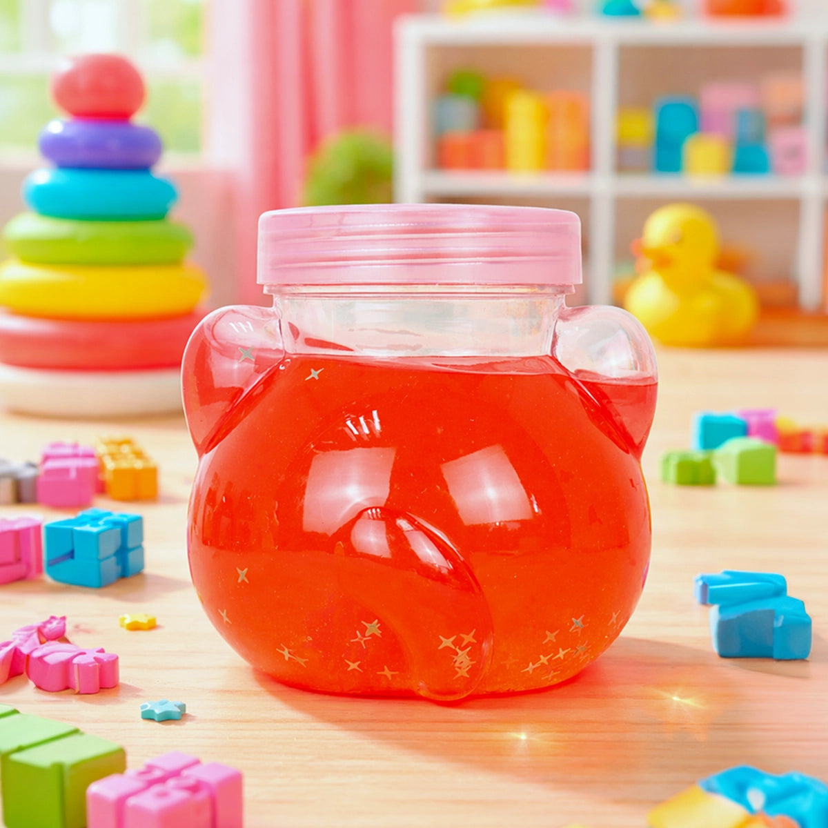 Slime, Oso, Confetti, Color Rojo, 250 gr
