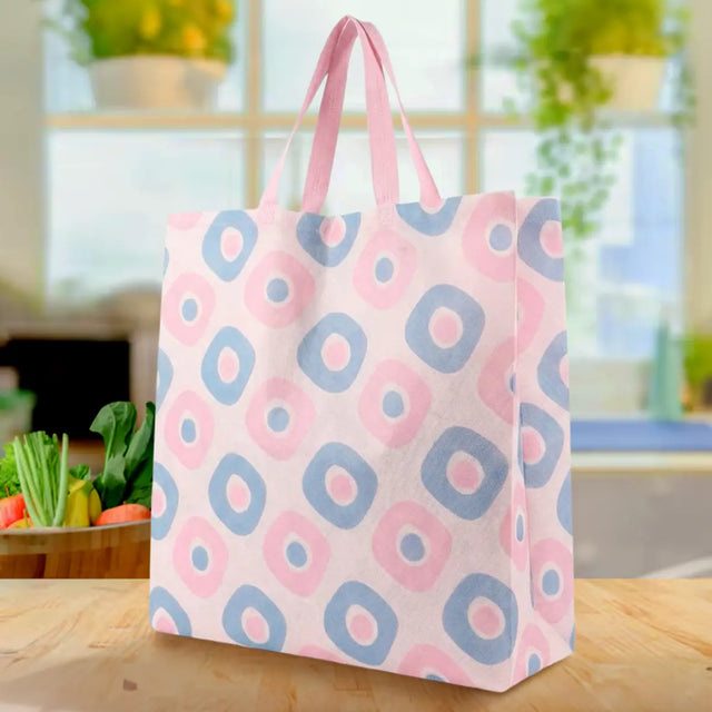 Bolsa Reutilizable Plegable, Color Rosa y Azul