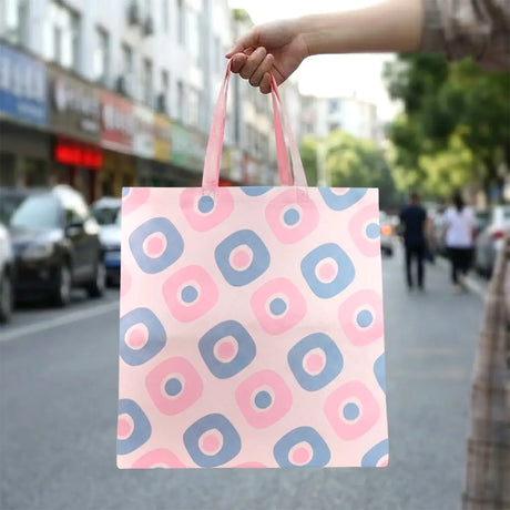 Bolsa Reutilizable Plegable, Color Rosa y Azul