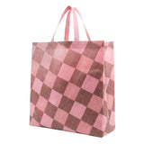 Bolsa Reutilizable Plegable, Diseño Cuadros, Color Rosa