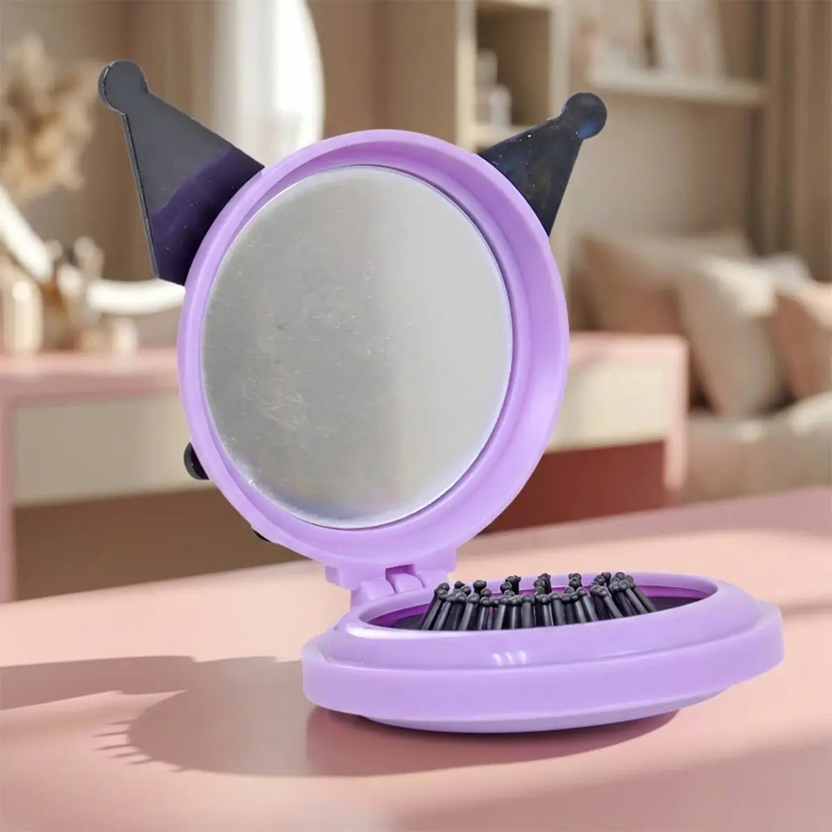Cepillo de Pelo Plegable con Espejo, Kuromi
