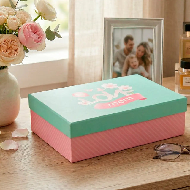 Caja de Regalo "Love Mom", Color Verde