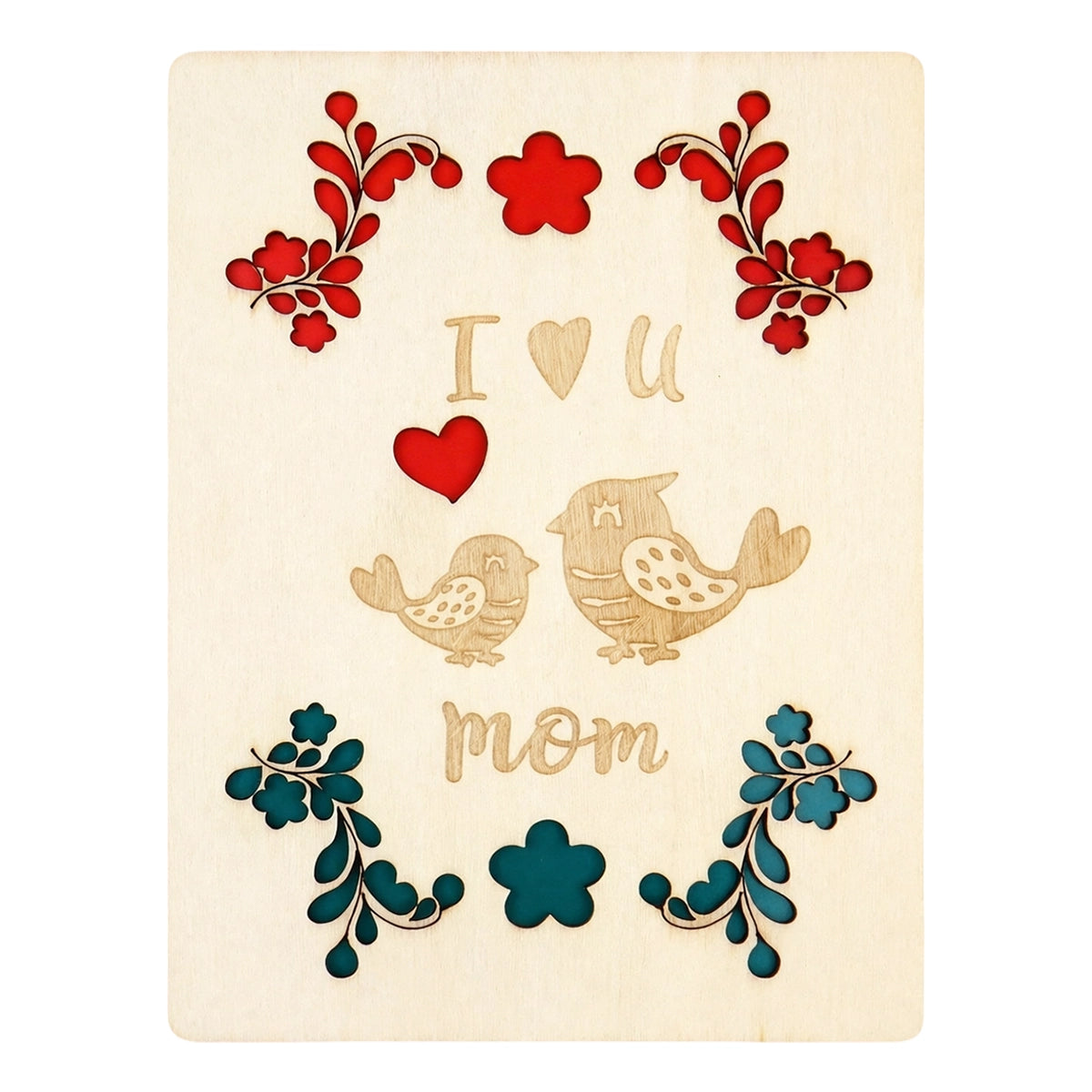 Tarjeta MDF para Mamá, I Love You Mom