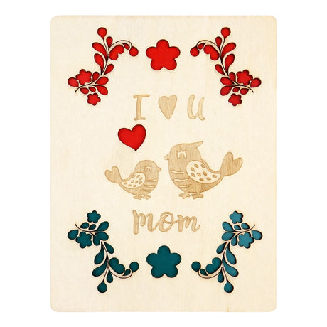 Tarjeta MDF para Mamá, I Love You Mom
