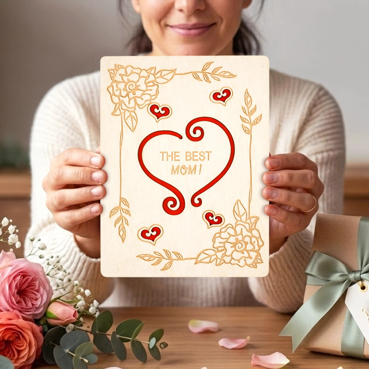Tarjeta MDF para Mamá, The Best Mom