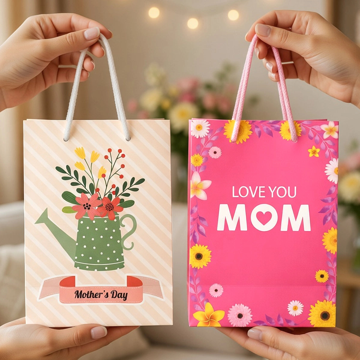 Bolsa de Regalo, 2 pzas, Diseño Flores