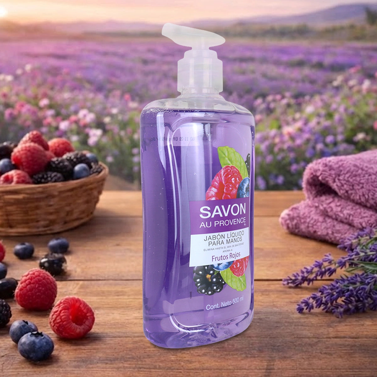 Jabón Líquido para Manos, Aroma Frutos Rojos, Savon
