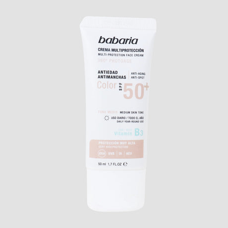 Crema Facial Multiprotectora con Color, Babaria, 50 ml