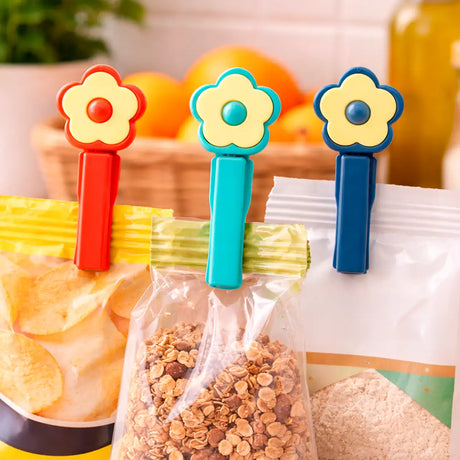 Clip Sellador para Alimentos, Flor, 3 pzas