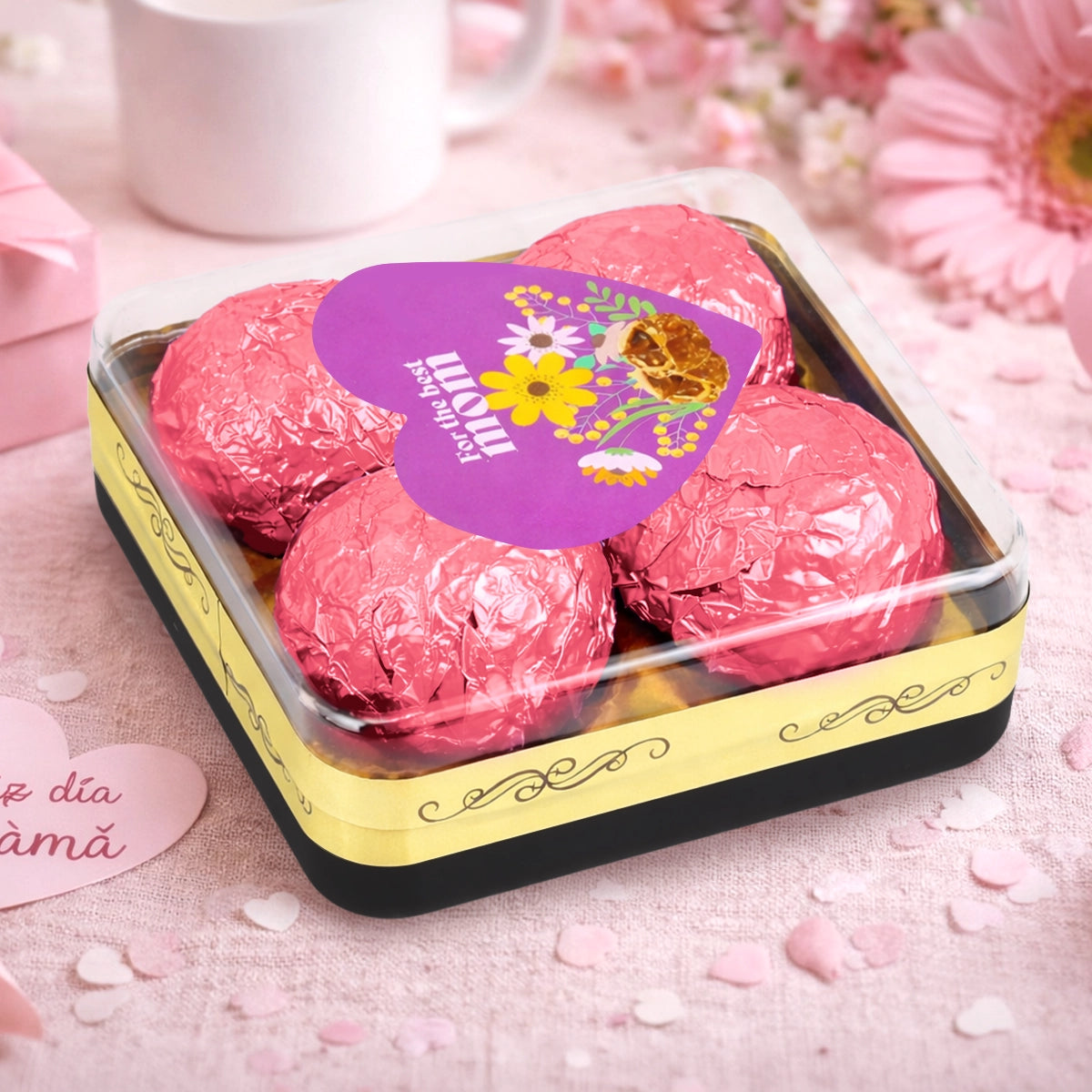 Trufas de Chocolate, 4 pzas, Color Rosa