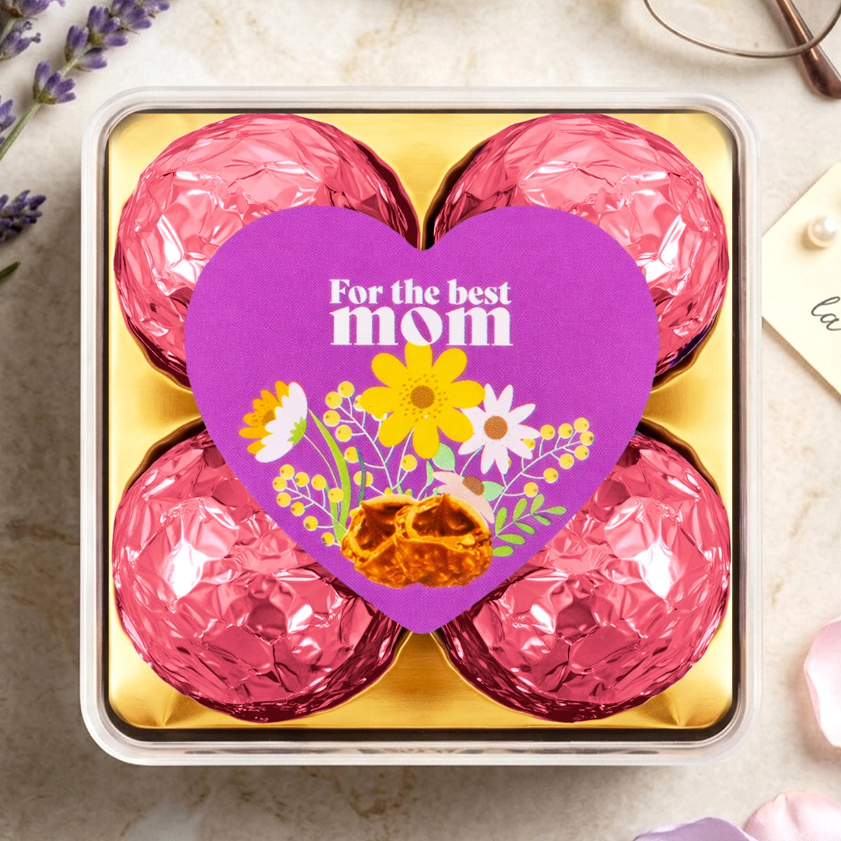 Trufas de Chocolate, 4 pzas, Color Rosa