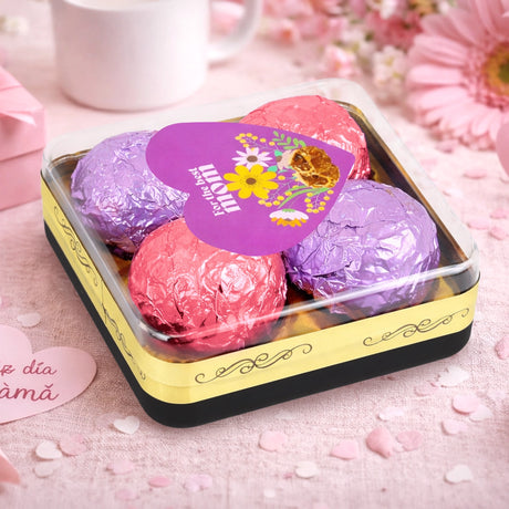 Trufas de Chocolate, 4 pzas, Color Rosa y Morado