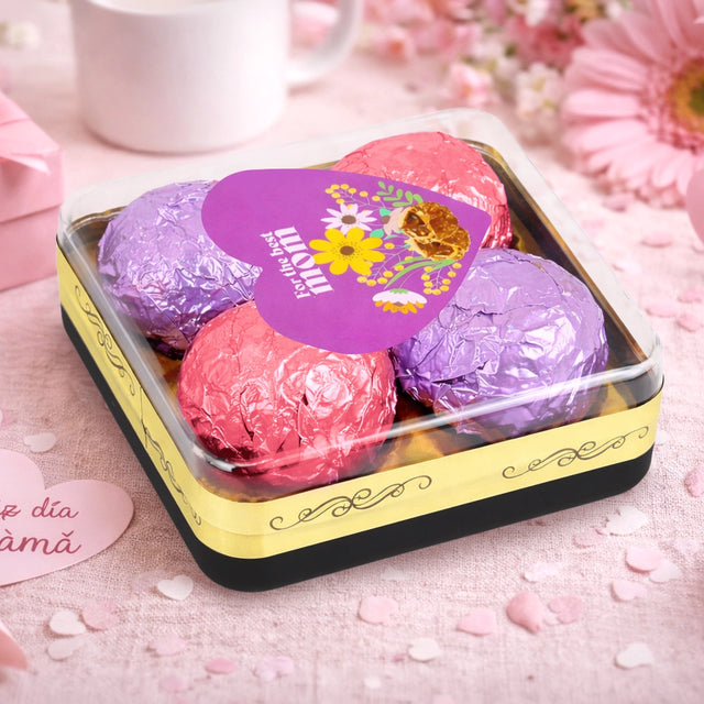 Trufas de Chocolate, 4 pzas, Color Rosa y Morado