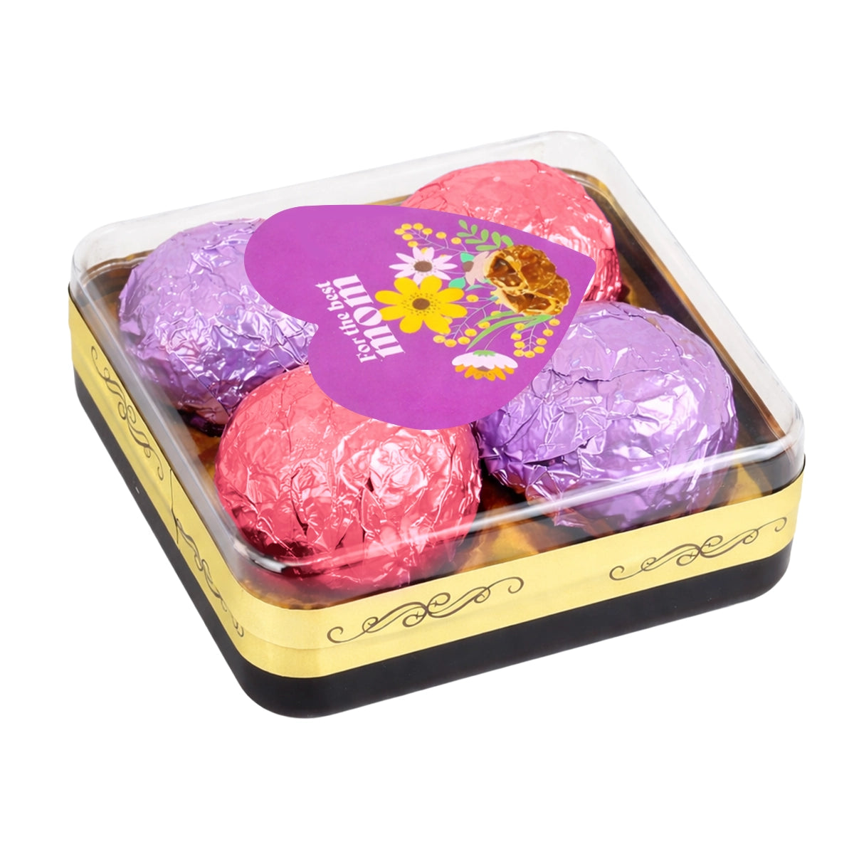 Trufas de Chocolate, 4 pzas, Color Rosa y Morado