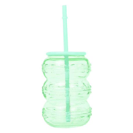 Vaso de Cristal con Tapa, Color Verde