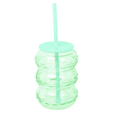 Vaso de Cristal con Tapa, Color Verde
