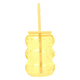 Vaso de Cristal con Tapa, Color Amarillo