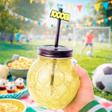 Balón, Vaso de Cristal con Popote, Color Amarillo