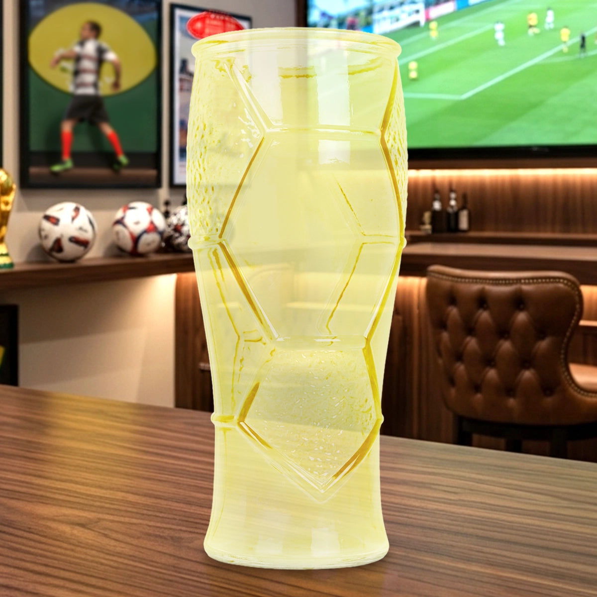 Vaso de Cristal Mundialero, Color Amarillo