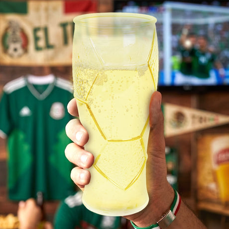 Vaso de Cristal Mundialero, Color Amarillo