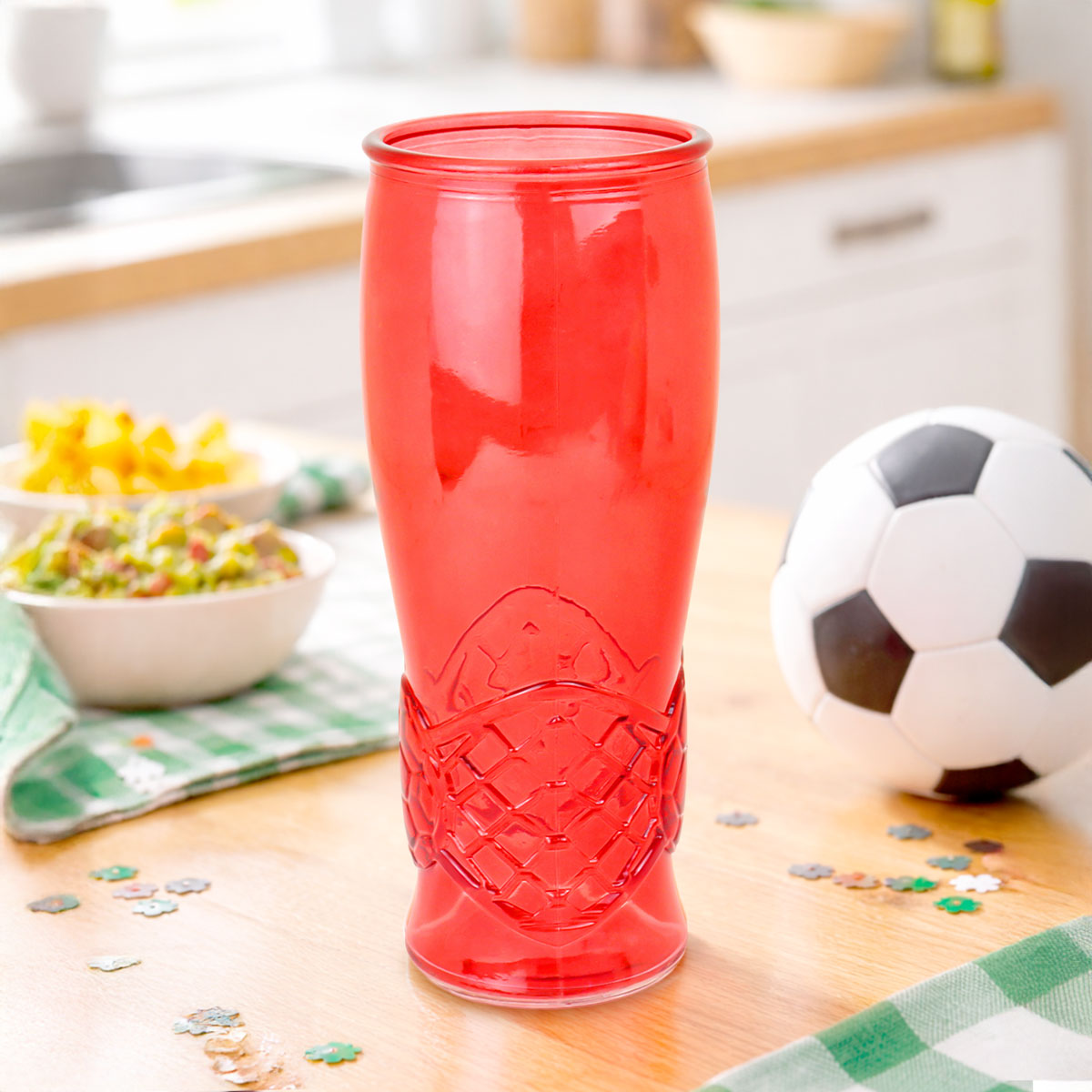 Balón, Vaso Cristal, Color Rojo