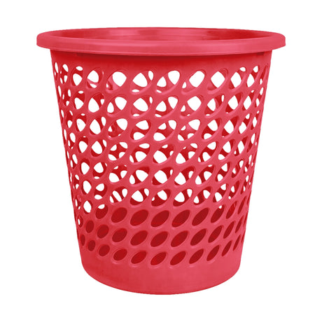 Cesto de Plástico Calado, Color Rojo