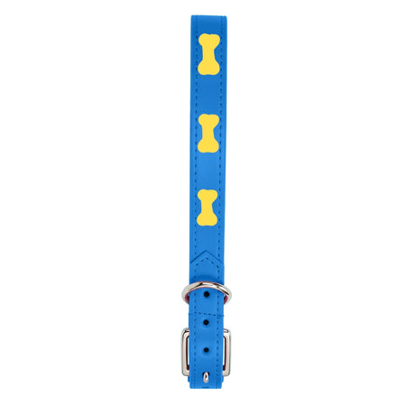 Collar para Mascota, Vinil, Color Azul y Amarillo