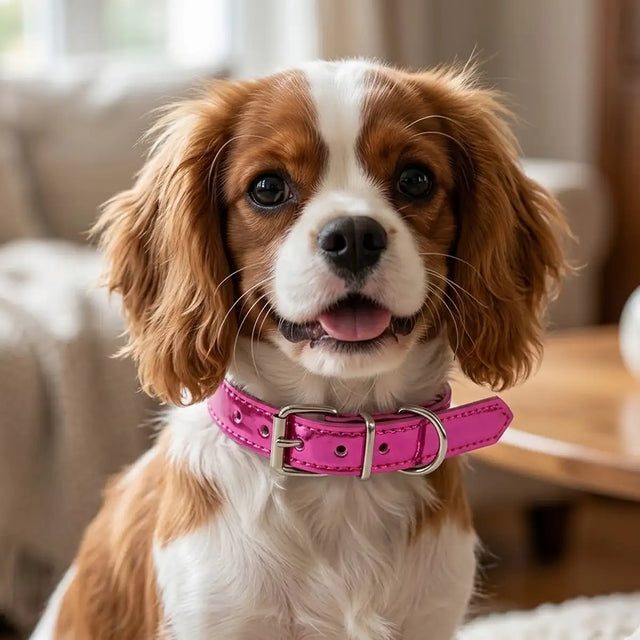 Collar para Mascota, Vinil, Color Rosa Metálico
