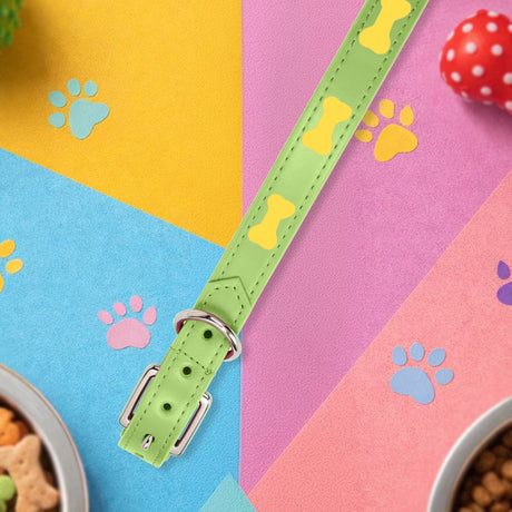 Collar para Mascota, Vinil, Color Verde y Rosa