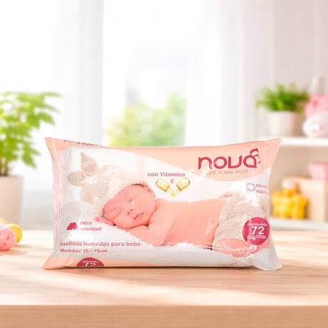 Toallitas Húmedas para Bebé, Vitamina E, Nova