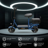 Scooter Eléctrico con Asiento, Color Azul