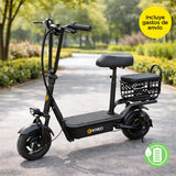 Scooter Eléctrico con Asiento, Color Negro
