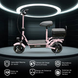 Scooter Eléctrico con Asiento, Color Rosa