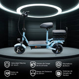 Scooter Eléctrico con Asiento, Color Azul Claro