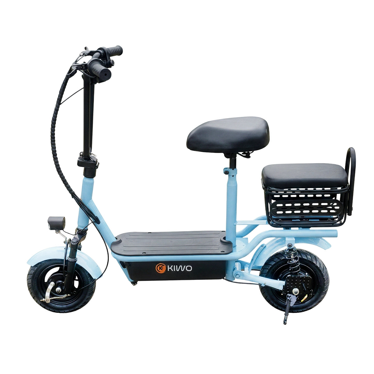 Scooter Eléctrico con Asiento, Color Azul Claro