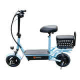 Scooter Eléctrico con Asiento, Color Azul Claro