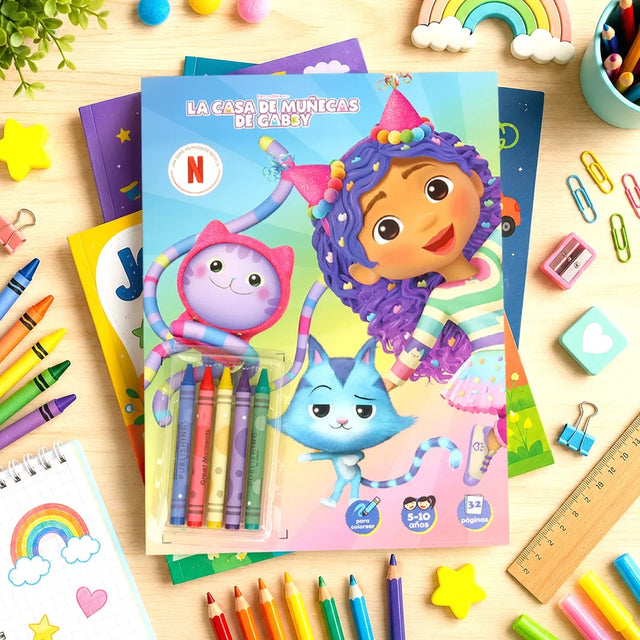 Libro para Colorear con Crayones, La Casa de Muñecas de Gaby