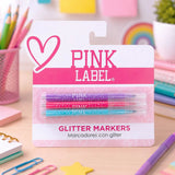 Marcatextos con Glitter, Pink Label, 3 pzas