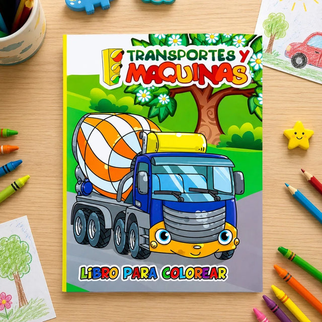 Libro para Colorear, Transporte y Máquinas