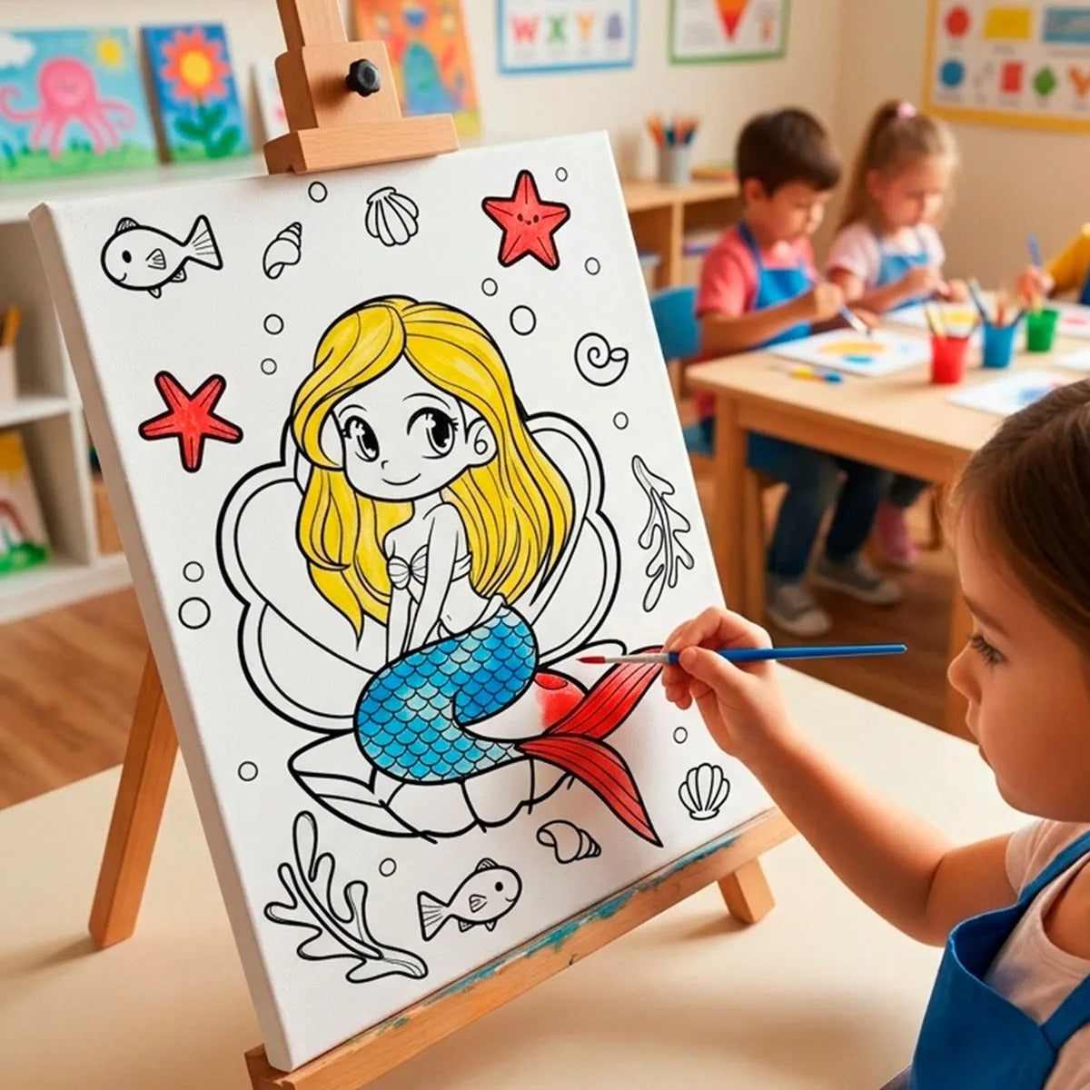 Sirena, Set de Lienzo con Pinturas