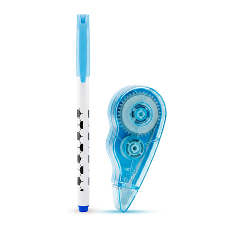Lapicero + Corrector en Cinta, Color Azul