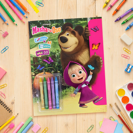 Libro para Colorear con Crayones, Masha y el Oso