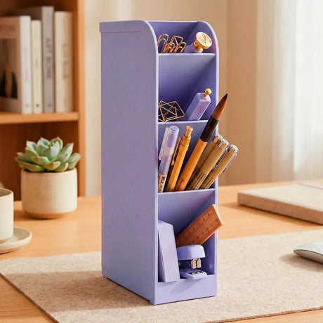 Organizador de Escritorio Torre con 4 Divisiones, Color Morado