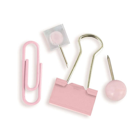Estuche Dona con Clips y Pines, 64 pzas, Color Rosa