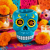 Calavera de Azúcar, Figura de Cerámica, Color Azul