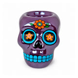 Calavera de Azúcar, Figura de Cerámica, Color Morado