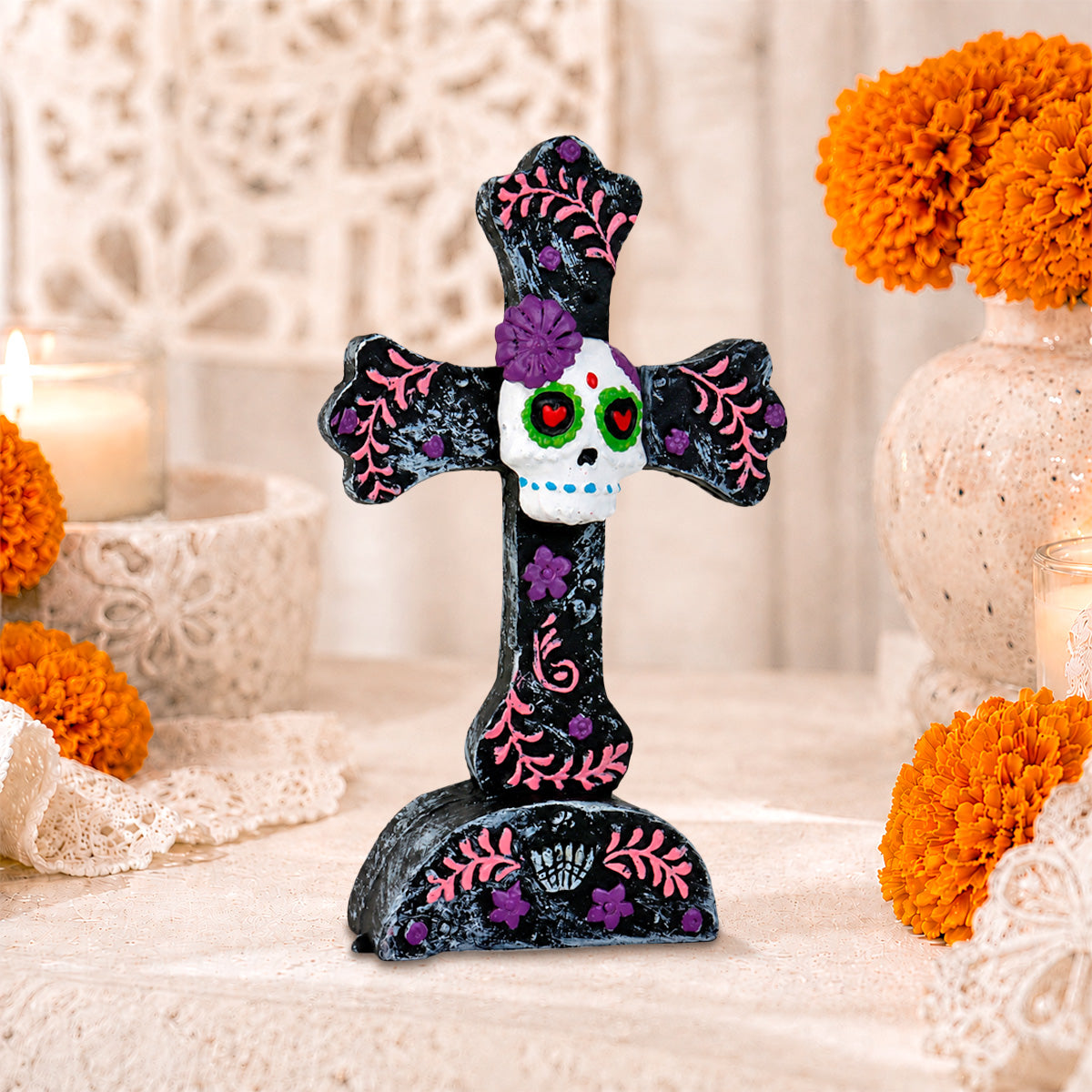 Cruz Decorativa de Cerámica, Dí­a de Muertos