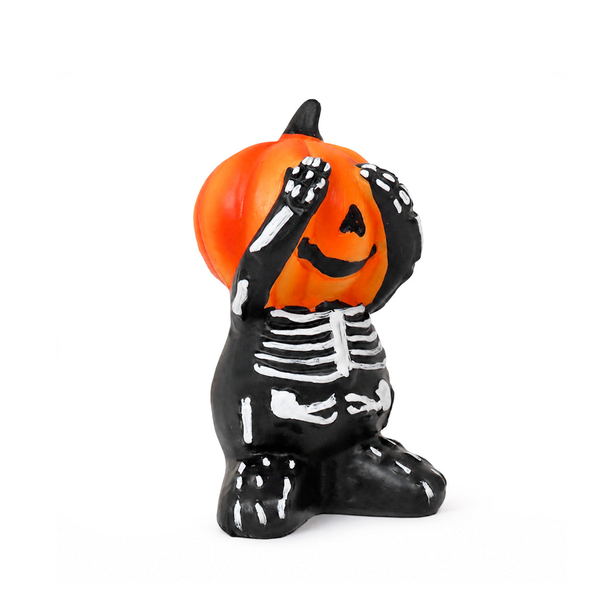 Esqueleto con Calabaza, Figura de Cerámica, Color Naranja